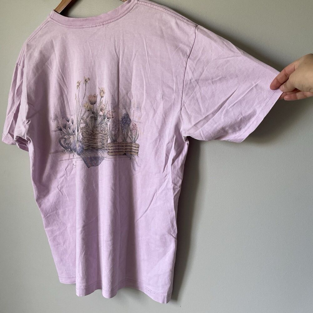 Vintage Cottagecore Floral Print T-Shirt Short Sleeve Purple Women's Size XL - Picture 4 of 10